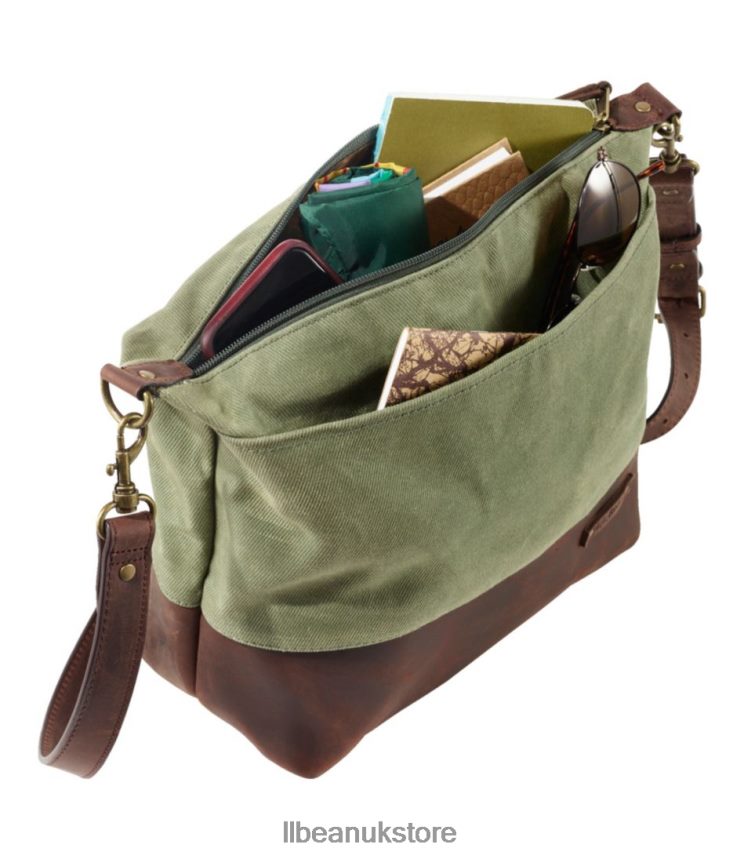 Accessories L.L.Bean Waxed Canvas Crossbody Dark Khaki Unisex 0VRR665430