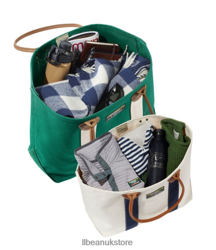 Accessories L.L.Bean Leather-Handle Katahdin Boat and Tote Emerald Spruce/Natural Unisex 0VRR662353
