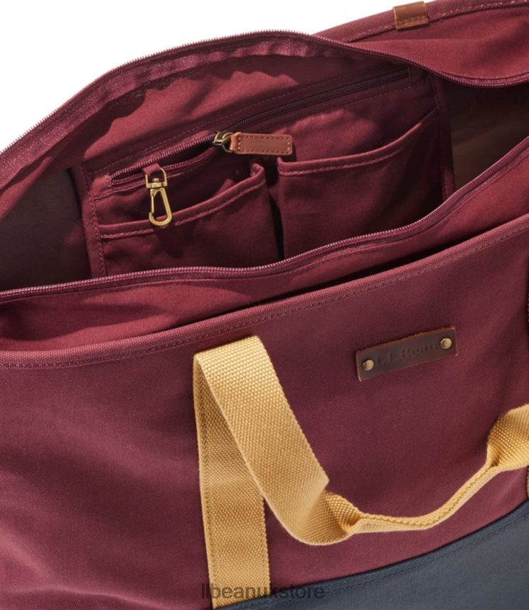 Accessories L.L.Bean Nor'easter Tote Bag Classic Navy/Burgundy/Canyon Khaki Unisex 0VRR664226