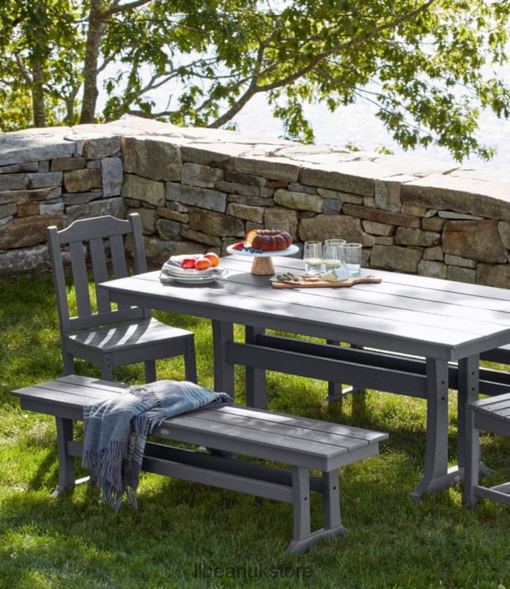 Backyard & Patio L.L.Bean All-Weather Armless Dining Chair Set of Two Slate Gray Unisex 0VRR666349