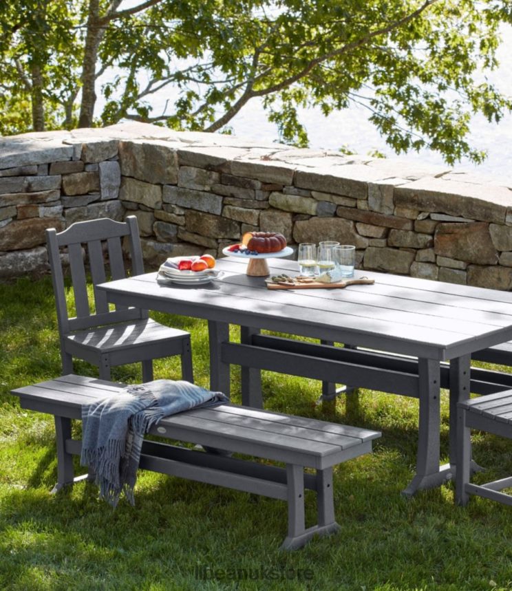 Backyard & Patio L.L.Bean All-Weather Farmhouse Bench Slate Gray Unisex 0VRR666849