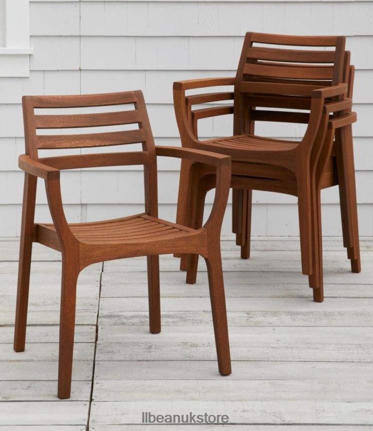 Backyard & Patio L.L.Bean Eucalyptus Stacking Chairs Set of Four Natural Unisex 0VRR662752