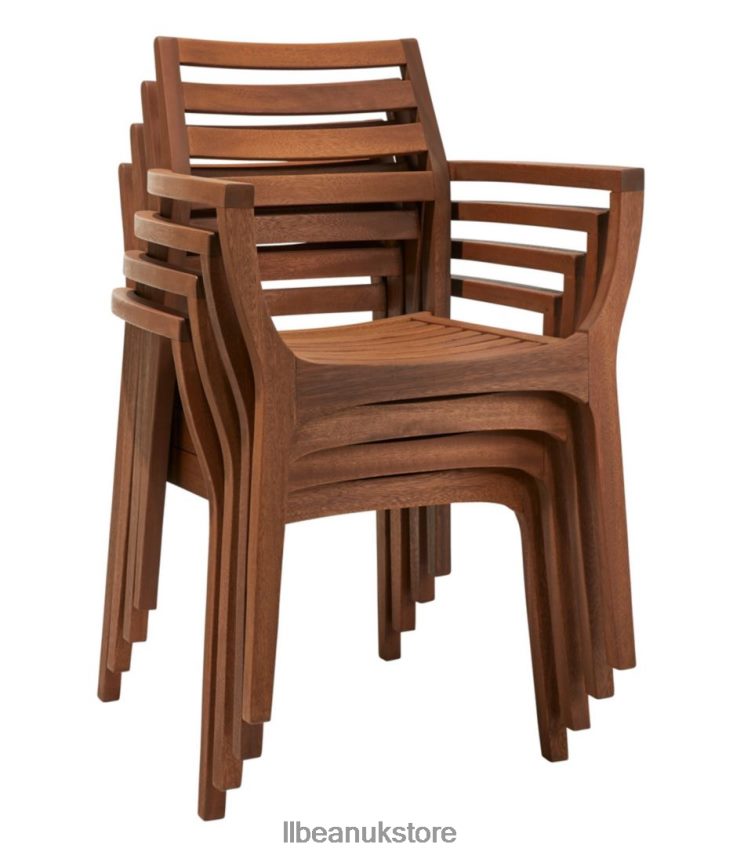 Backyard & Patio L.L.Bean Eucalyptus Stacking Chairs Set of Four Natural Unisex 0VRR662752