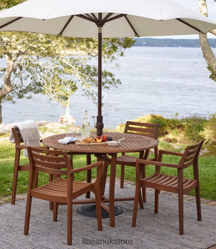Backyard & Patio L.L.Bean Eucalyptus Stacking Chairs Set of Four Natural Unisex 0VRR662752