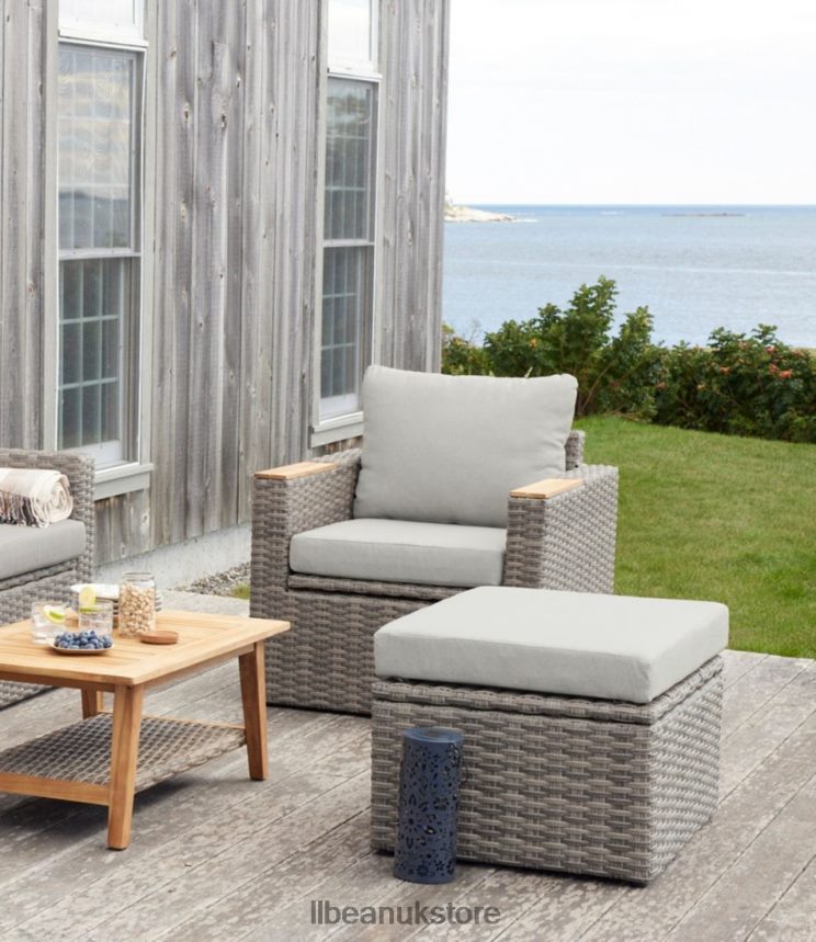 Backyard & Patio L.L.Bean Wicker Storage Captain's Chair Set of Two Sand Unisex 0VRR662873