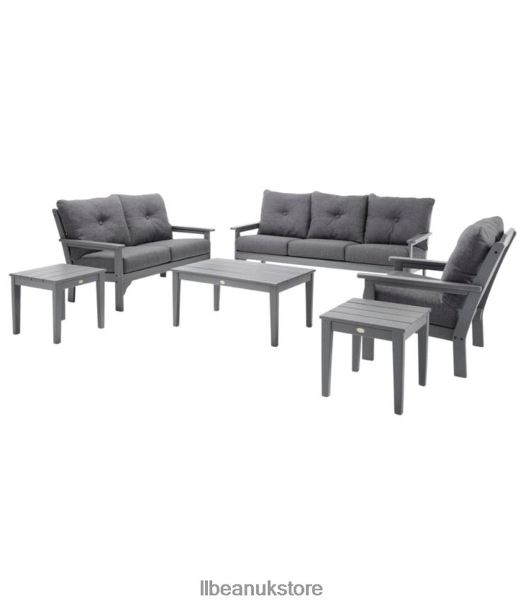 Home Goods L.L.Bean All-Weather 6-Piece Patio Set with Textured Cushions Heathered Charcoal Unisex 0VRR662884