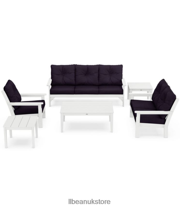 Home Goods L.L.Bean All-Weather 6-Piece Patio Set with Textured Cushions Navy Unisex 0VRR662831