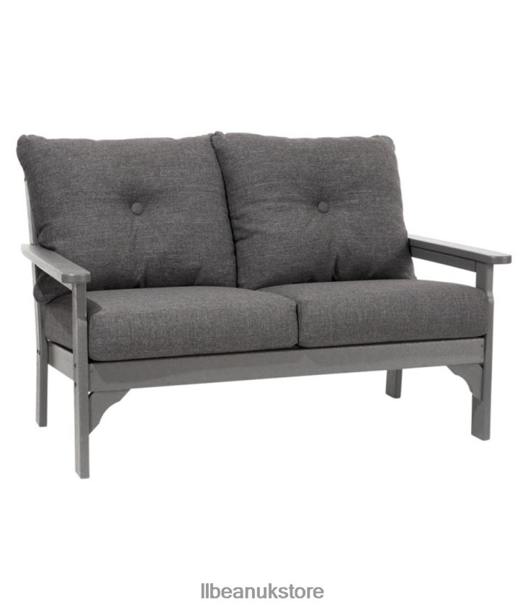 Home Goods L.L.Bean All-Weather Patio Love Seat with Textured Cushion Heathered Charcoal Unisex 0VRR662894