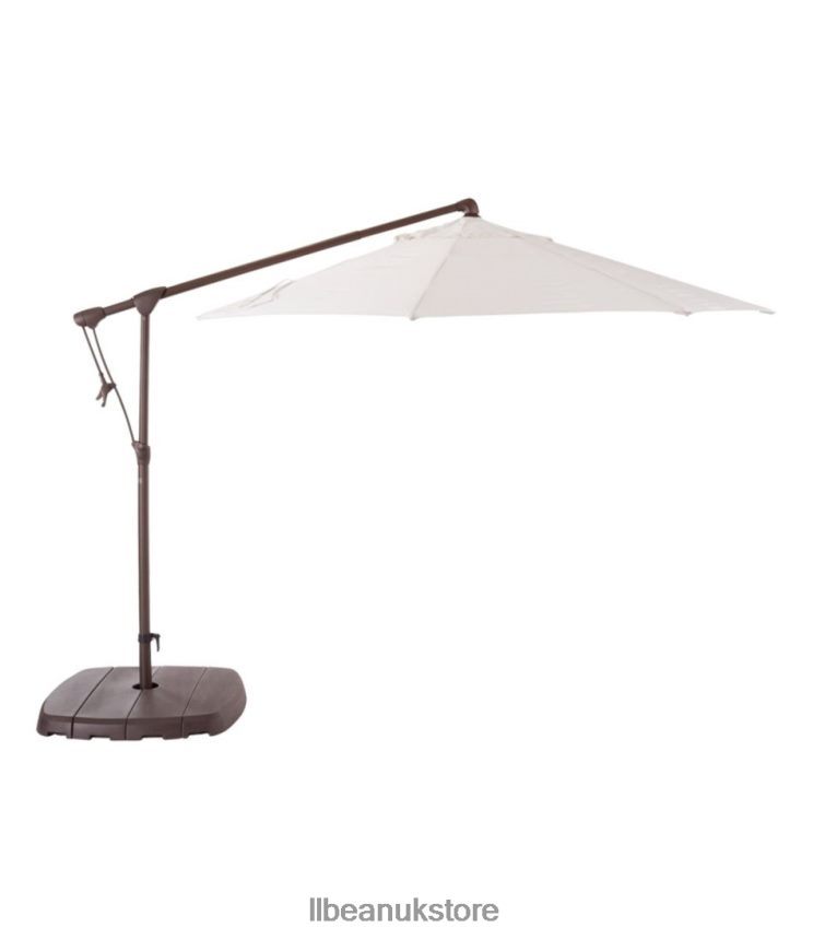 Backyard & Patio L.L.Bean Sunbrella Market Cantilever 10' Octagon Umbrella with Stand Set Sea Salt Unisex 0VRR662785