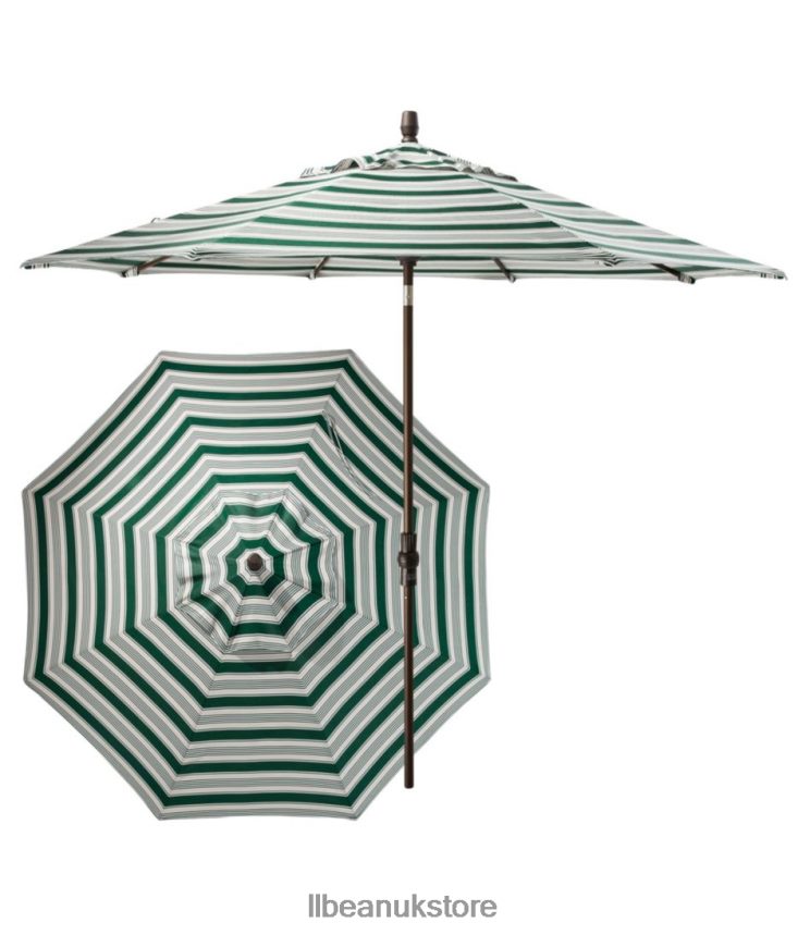 Backyard & Patio L.L.Bean Sunbrella Market Umbrella Aluminum Stripe Green/Sand Multi Unisex 0VRR664483