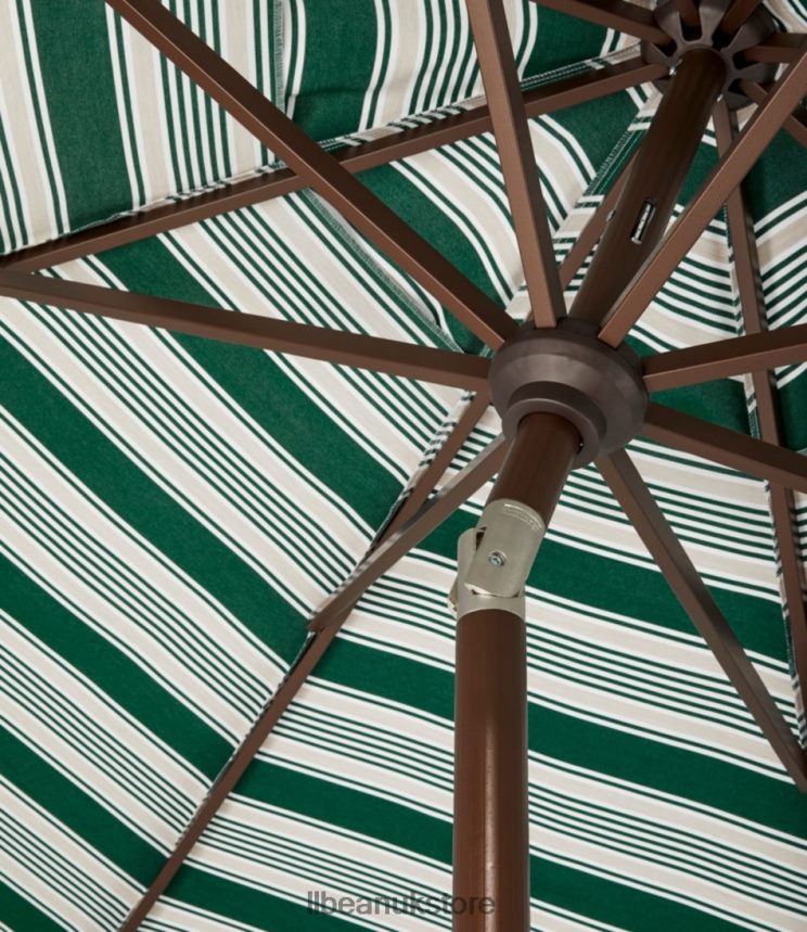 Backyard & Patio L.L.Bean Sunbrella Market Umbrella Aluminum Stripe Green/Sand Multi Unisex 0VRR664483