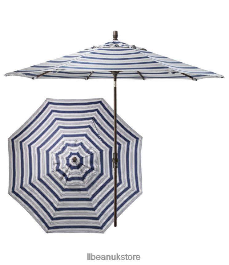 Backyard & Patio L.L.Bean Sunbrella Market Umbrella Aluminum Stripe Navy/Gray Multi Unisex 0VRR662701
