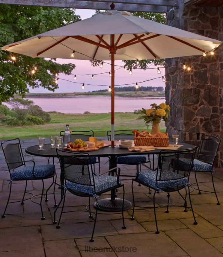 Backyard & Patio L.L.Bean Sunbrella Market Umbrella Wood Sea Salt Unisex 0VRR662589