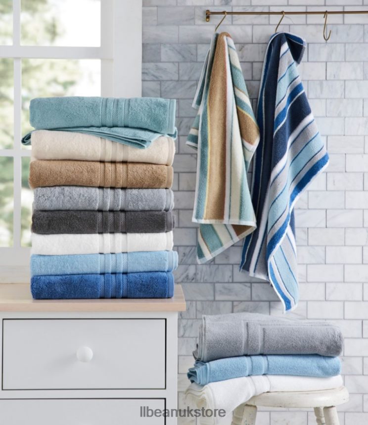 Bath L.L.Bean Organic Cotton Towel Set Blue Quartz Unisex 0VRR662605