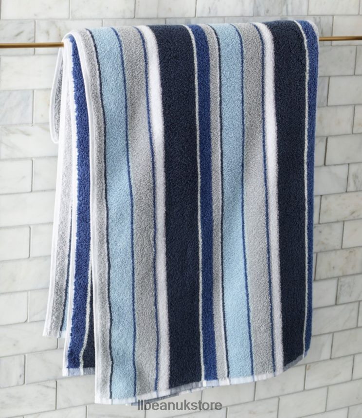 Bath L.L.Bean Organic Cotton Towel Set Stripe Blue Quartz Unisex 0VRR662923