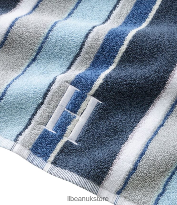Bath L.L.Bean Organic Cotton Towel Stripe Rustic Blue Unisex 0VRR664458