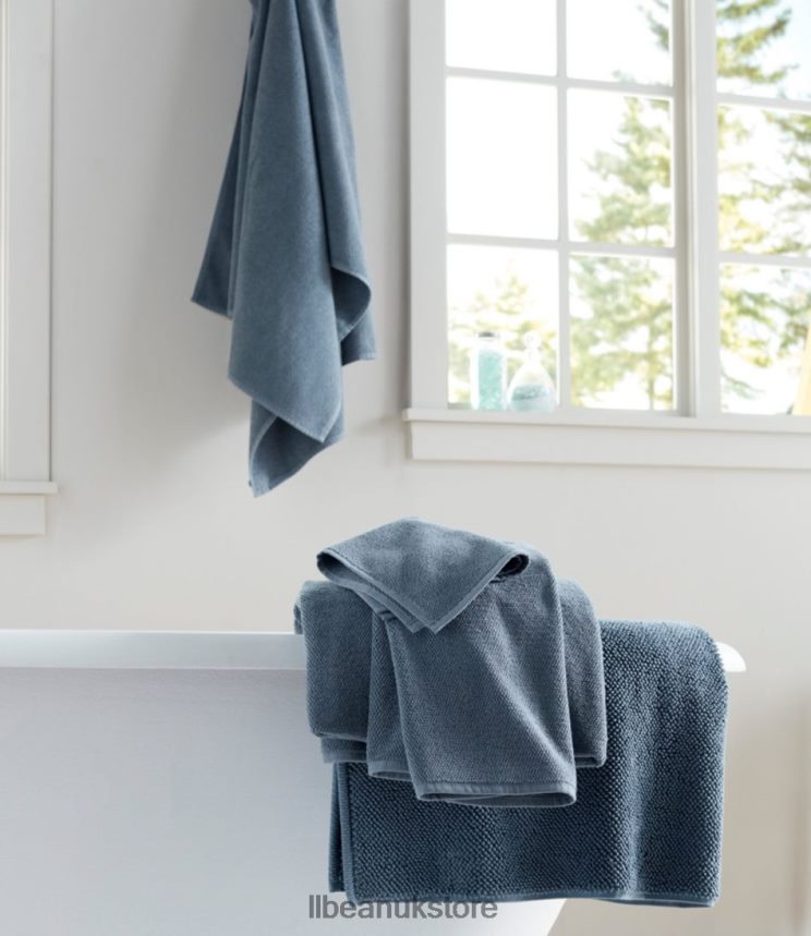 Bath L.L.Bean Organic Textured Cotton Towel Slate Blue Unisex 0VRR662465