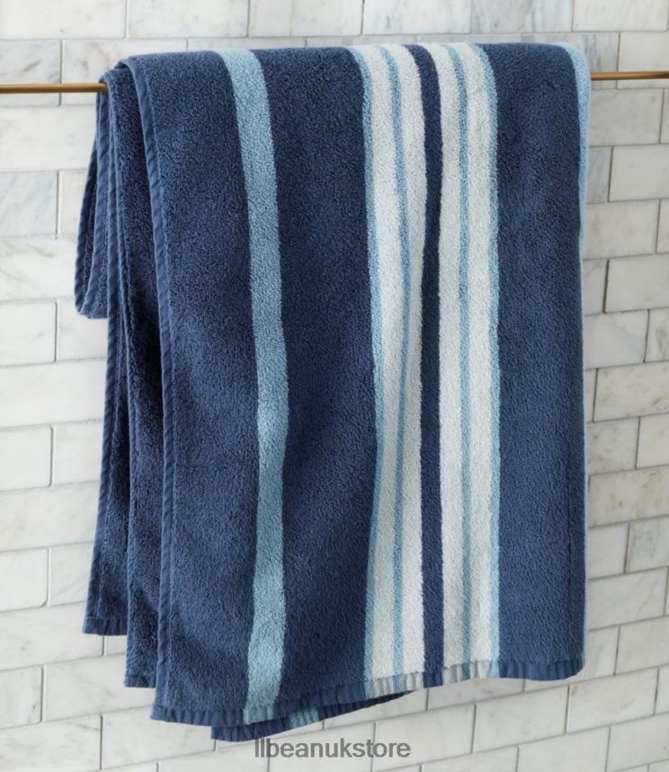 Bath L.L.Bean Premium Cotton Towel Set Stripe Slate Blue Unisex 0VRR662662