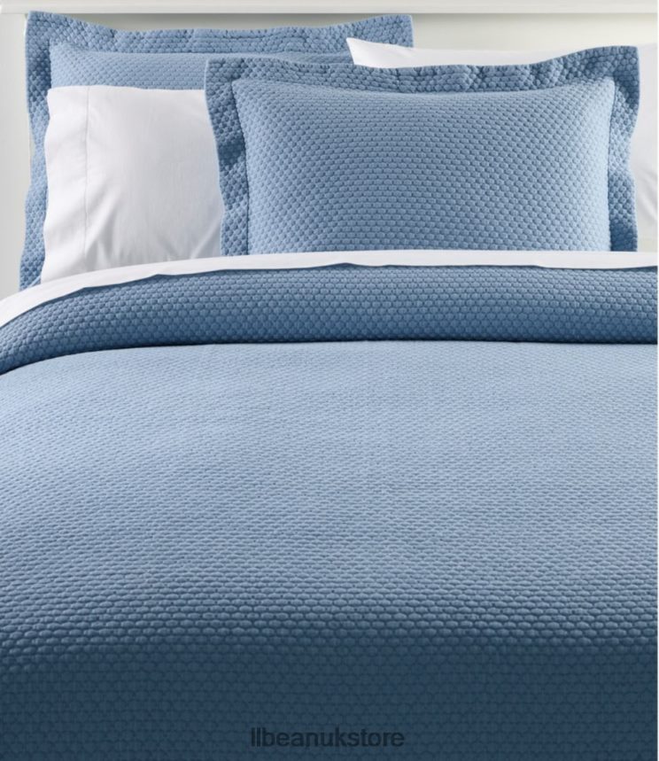 Bedding L.L.Bean Organic Honeycomb Matelasse Bedspread Bay Blue Unisex 0VRR666278