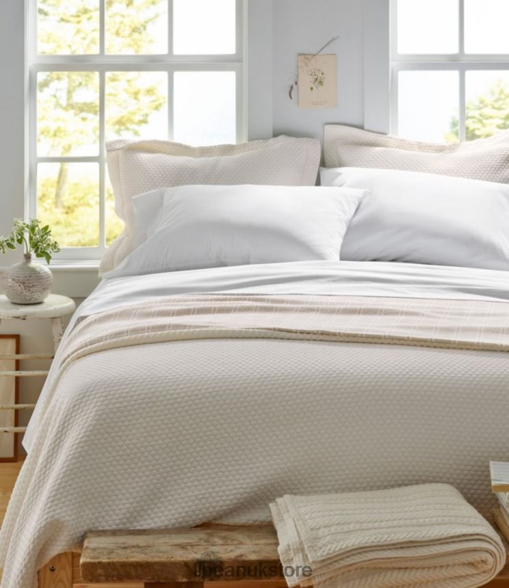 Bedding L.L.Bean Organic Honeycomb Matelasse Coverlet Bay Blue Unisex 0VRR666342