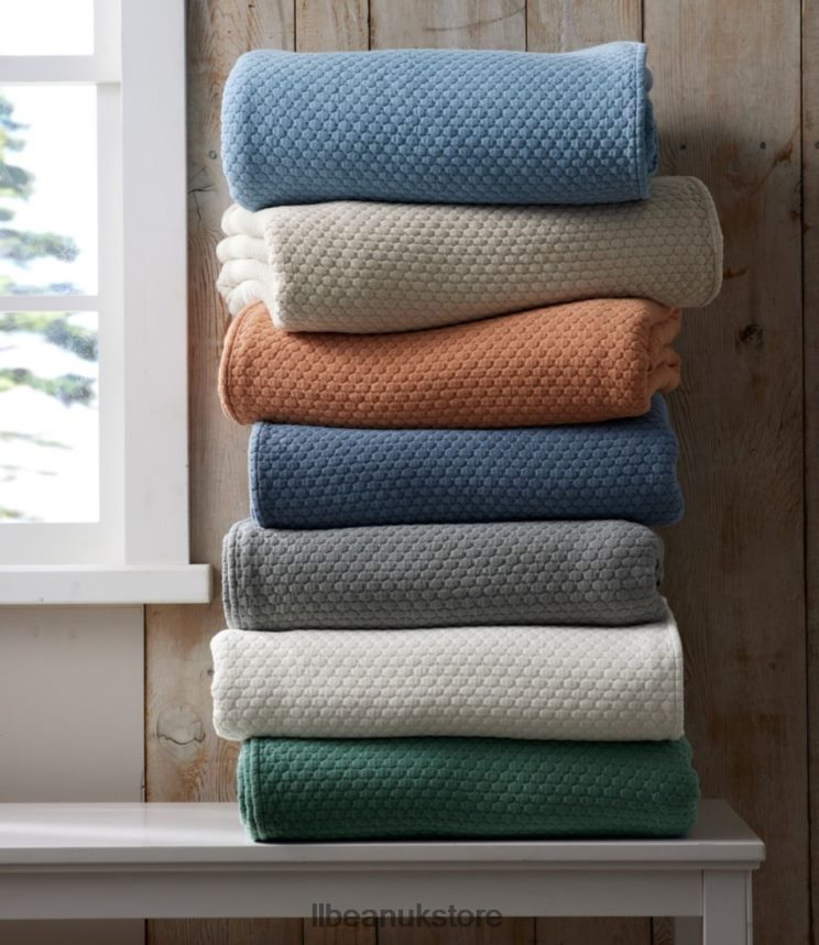 Bedding L.L.Bean Organic Honeycomb Matelasse Coverlet Frost Gray Unisex 0VRR667156
