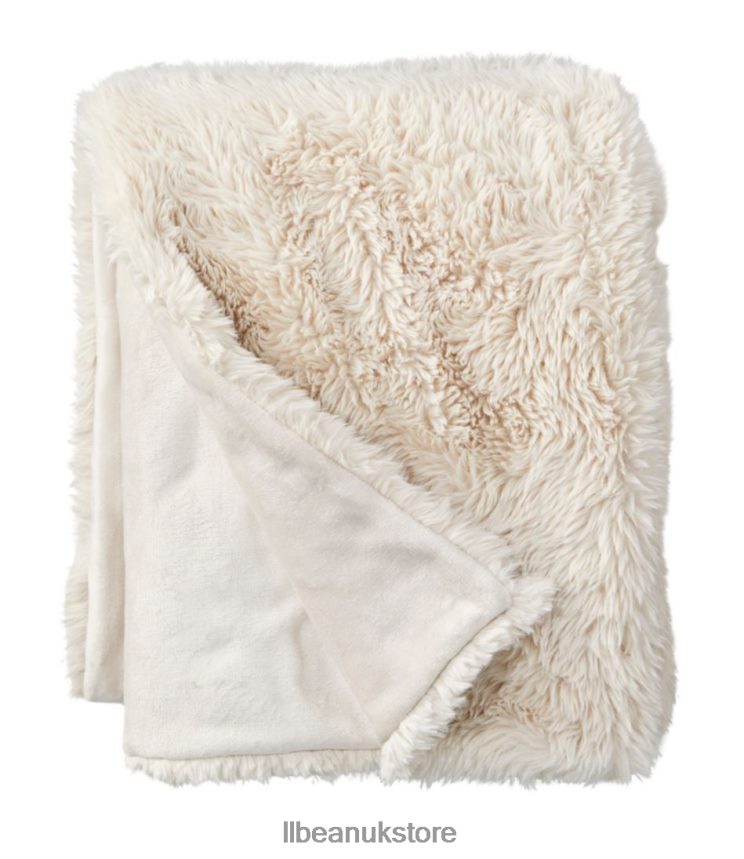 Bedding L.L.Bean Faux Fur Throw Cream Unisex 0VRR662575
