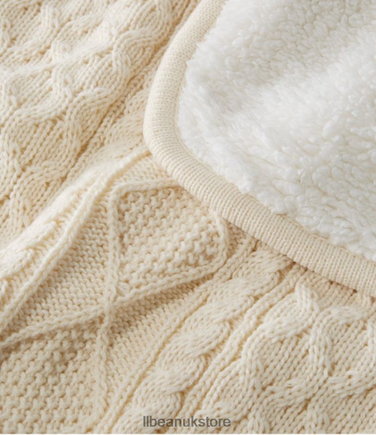 Bedding L.L.Bean Fisherman Cabled Fleece Throw Feldspar Unisex 0VRR665541