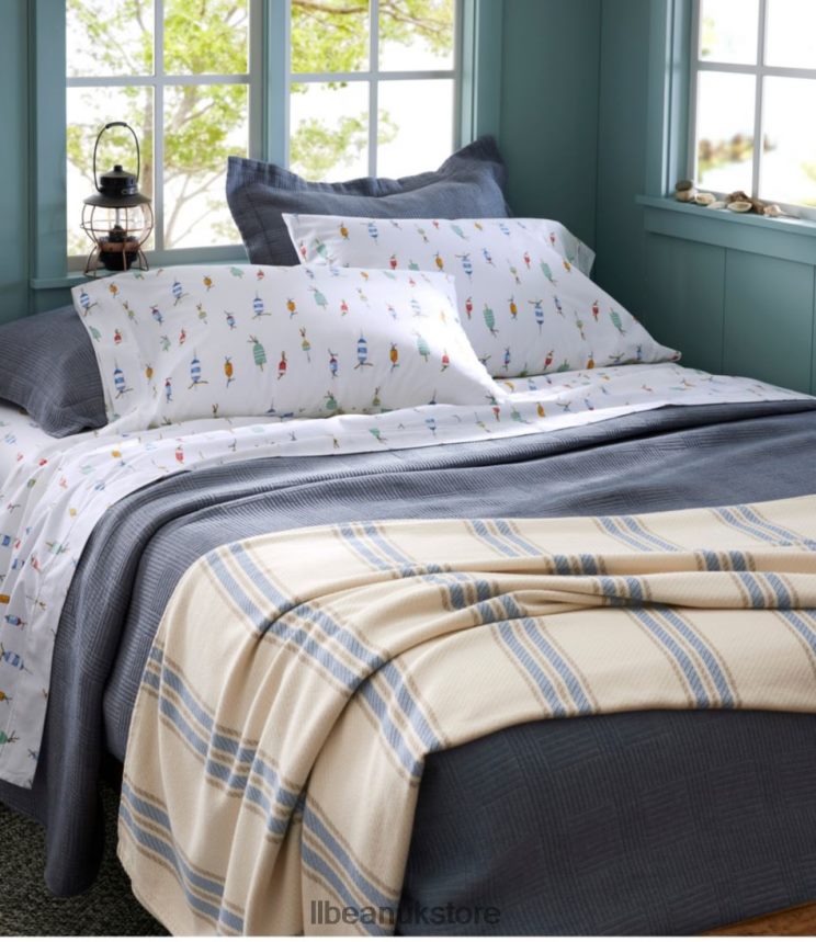 Bedding L.L.Bean Maine Twill Blanket Stripe Bluegrass Unisex 0VRR664403