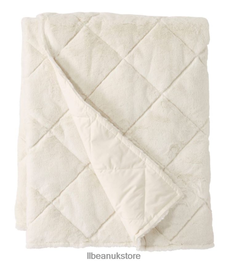 Bedding L.L.Bean Ultraplush PrimaLoft Throw Cream Unisex 0VRR664515