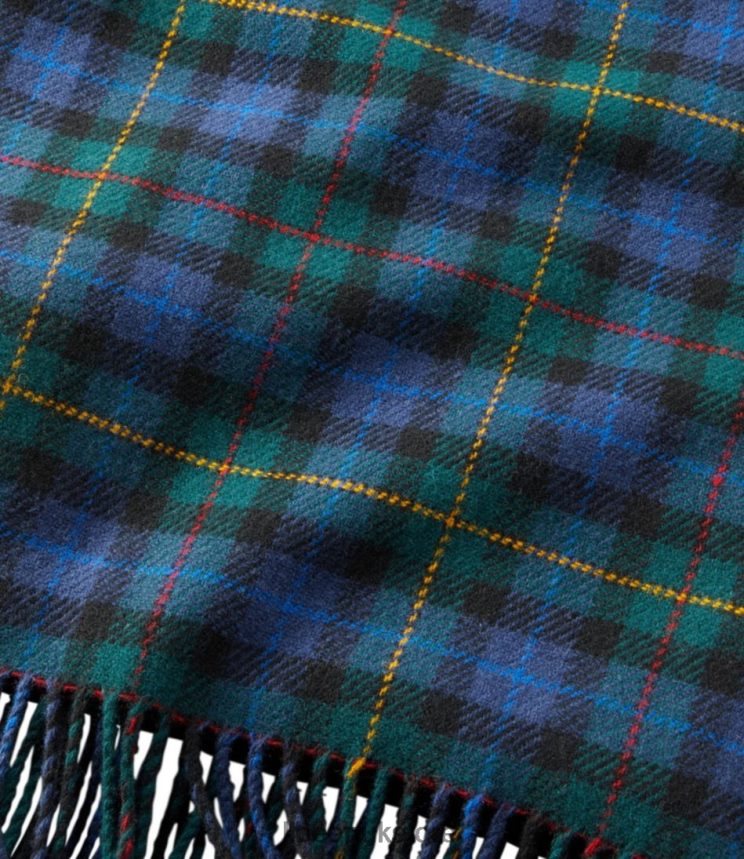 Bedding L.L.Bean Washable Wool Throw Cream/Indigo Heather Buffalo Check Unisex 0VRR664386