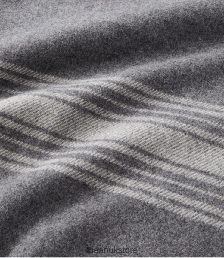 Bedding L.L.Bean Washable Wool Throw Striped Dark Gray Heather/Cream Unisex 0VRR662564