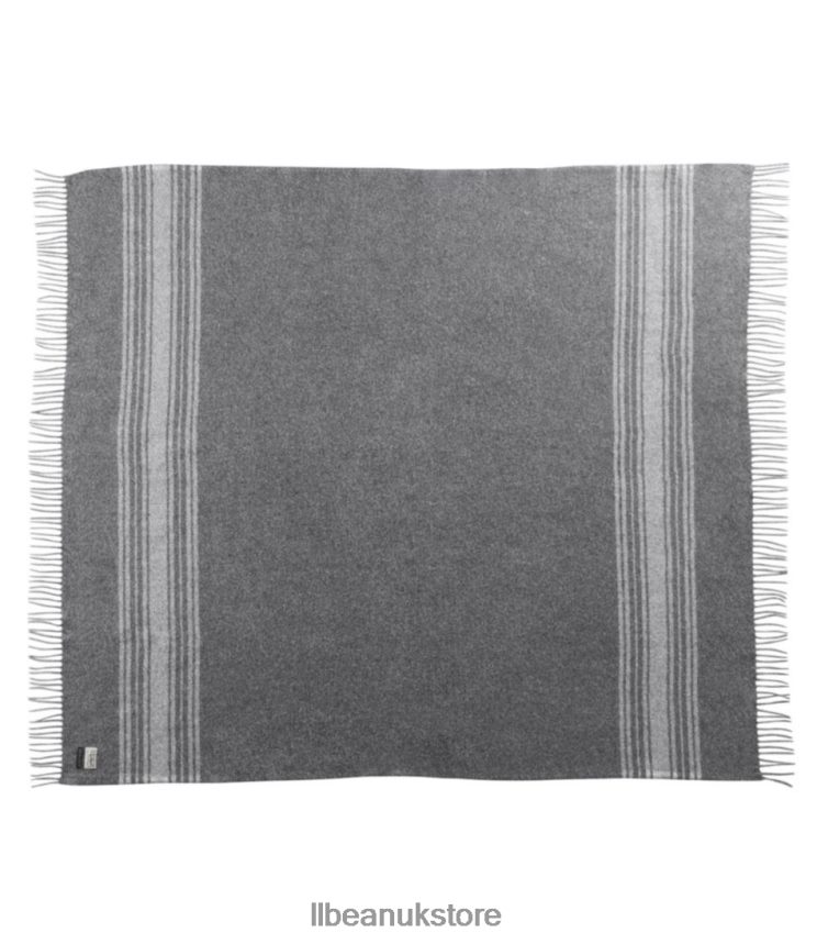 Bedding L.L.Bean Washable Wool Throw Striped Dark Gray Heather/Cream Unisex 0VRR662564