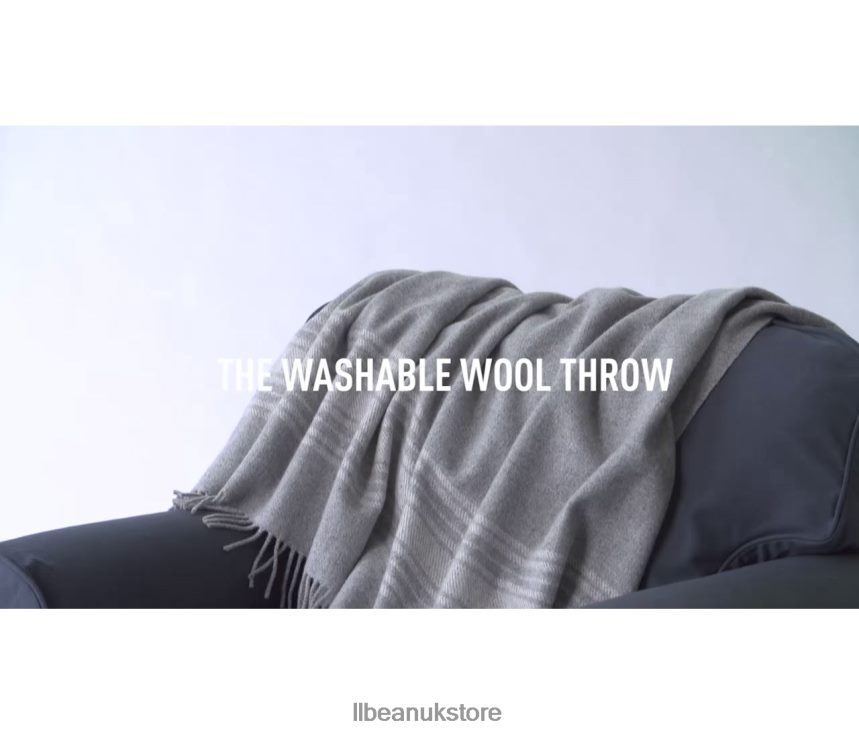Bedding L.L.Bean Washable Wool Throw Striped Dark Gray Heather/Cream Unisex 0VRR662564