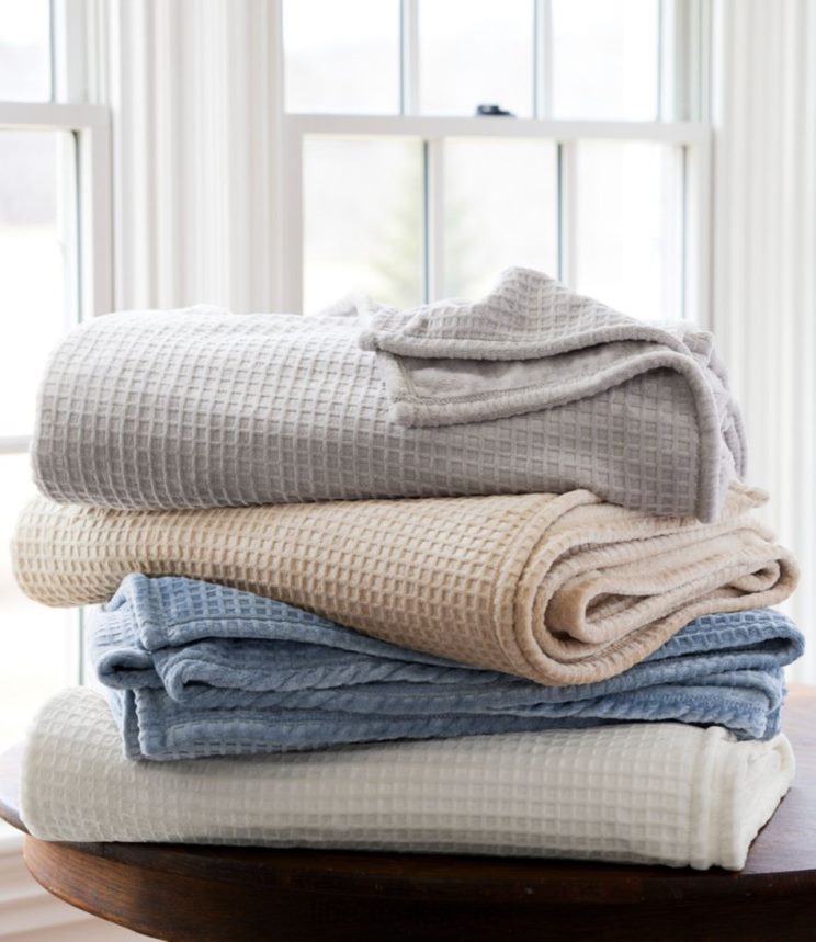 Bedding L.L.Bean Wicked Cozy Waffle Blanket Foggy Blue Unisex 0VRR666283