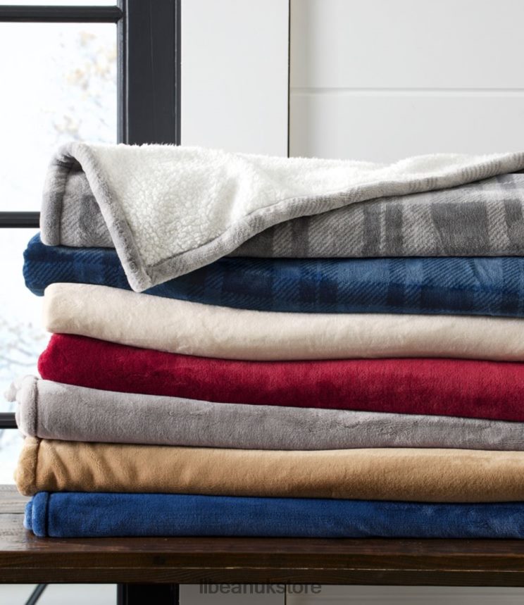 Bedding L.L.Bean Wicked Plush Sherpa Throw Deep Blue Unisex 0VRR665525