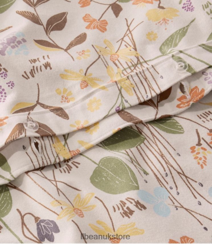 Bedding L.L.Bean Birch Floral Flannel Comforter Cover Collection Silver Unisex 0VRR662539