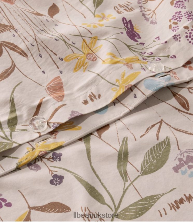 Bedding L.L.Bean Birch Floral Percale Comforter Cover Collection Silver Unisex 0VRR662542