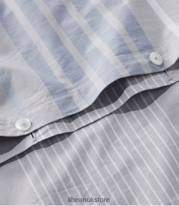Bedding L.L.Bean Organic Cotton Comforter Cover Collection Stripe Gray Unisex 0VRR662764