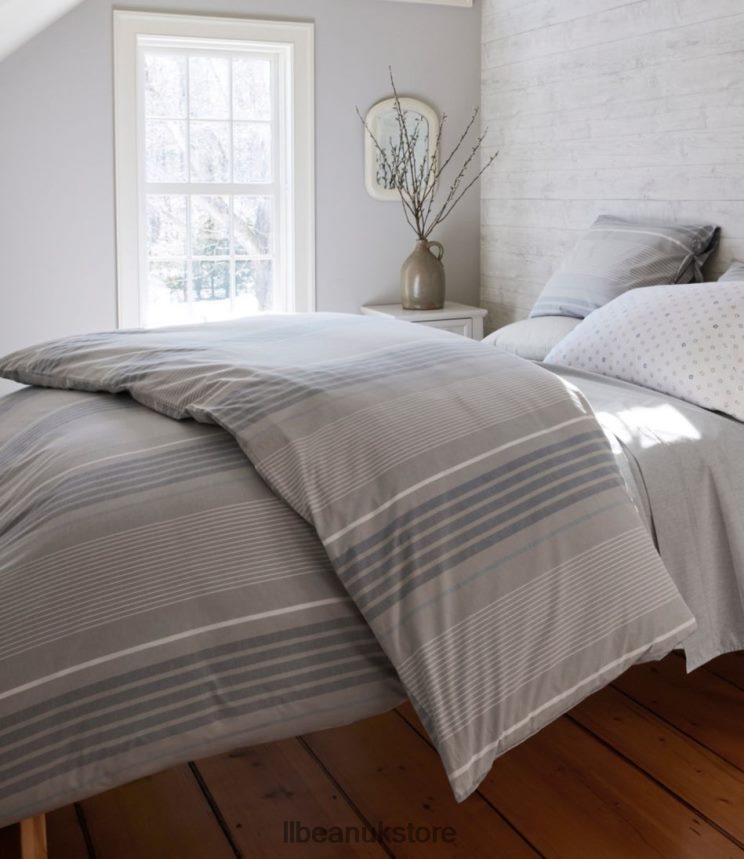 Bedding L.L.Bean Organic Cotton Comforter Cover Collection Stripe Gray Unisex 0VRR662764