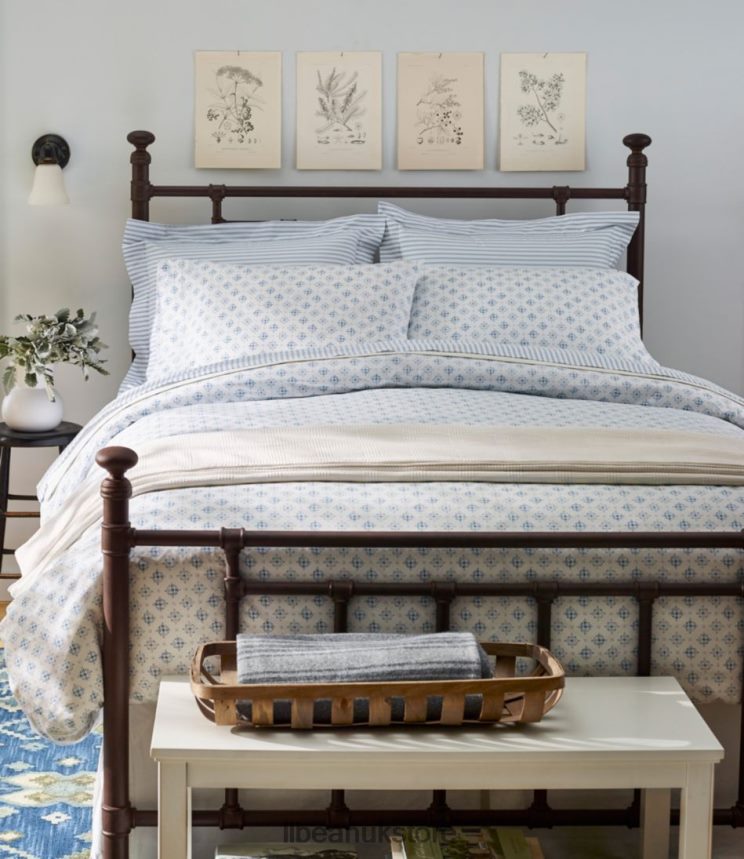 Bedding L.L.Bean Premium Egyptian Percale Comforter Cover Collection Print Soft Blue Unisex 0VRR662789