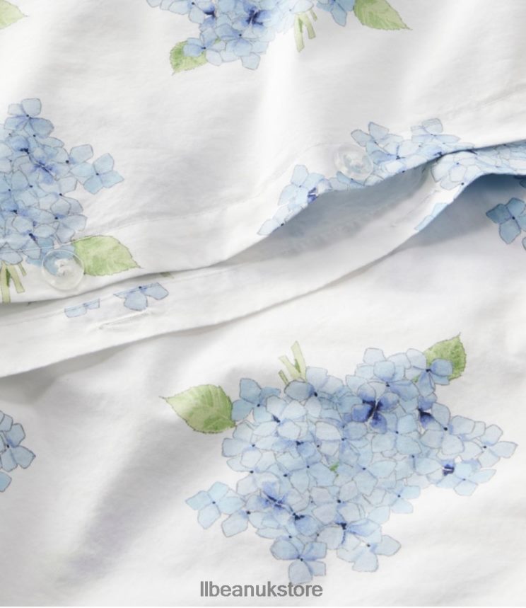 Bedding L.L.Bean Sara Fitz Hydrangea Percale Comforter Cover Collection Dawn Blue Unisex 0VRR662767