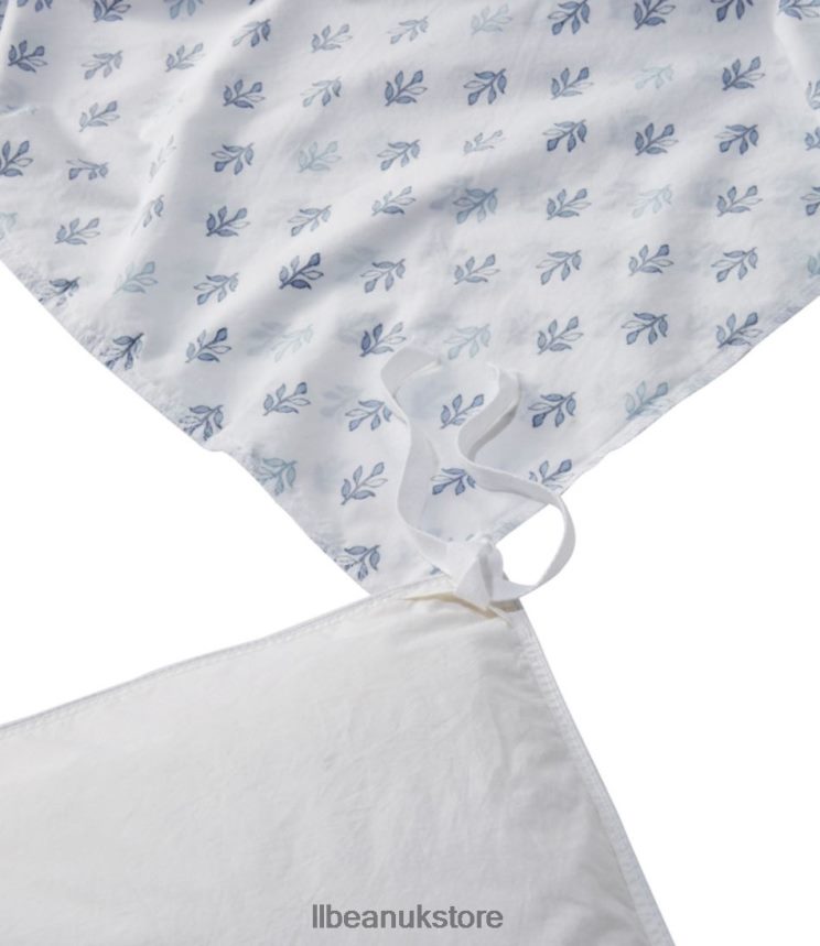 Bedding L.L.Bean Sunwashed Percale Comforter Cover Leaf Print Charcoal Blue Unisex 0VRR662763