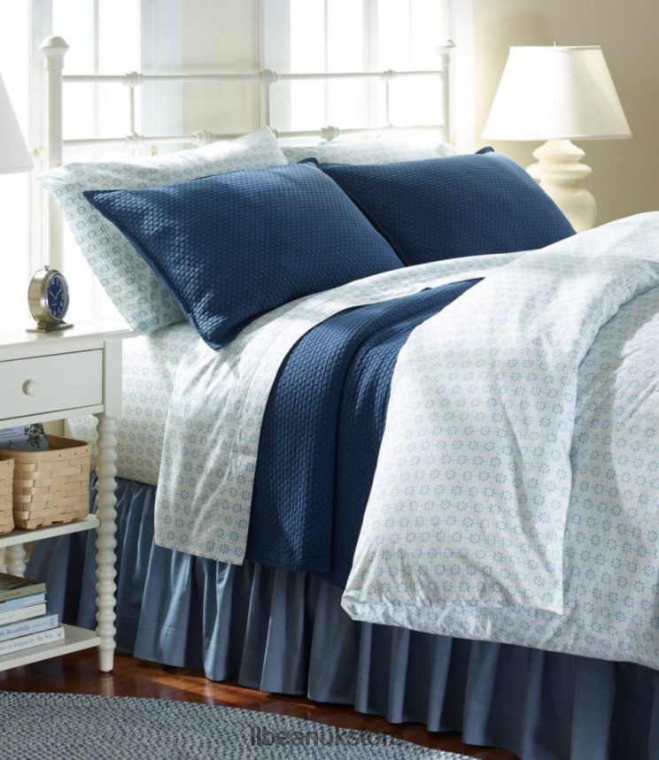 Bedding L.L.Bean Sunwashed Percale Comforter Cover Print Mid-Blue Unisex 0VRR662715