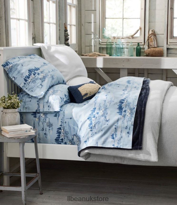 Bedding L.L.Bean Ultrasoft Comfort Flannel Comforter Cover Mariner Blue Unisex 0VRR662601