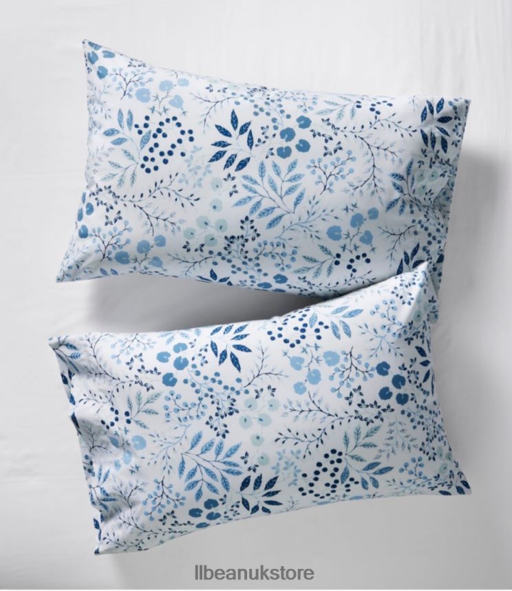 Bedding L.L.Bean 280-Thread-Count Pima Cotton Percale Pillowcases Print Set of Two White/Floral Unisex 0VRR664367
