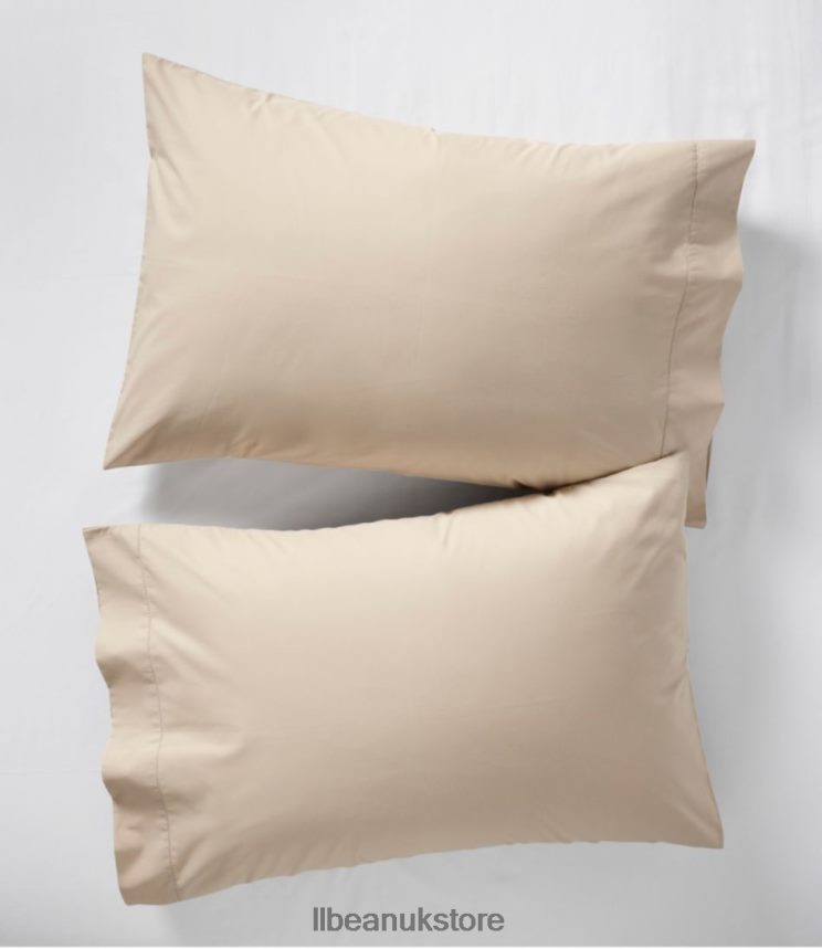 Bedding L.L.Bean 280-Thread-Count Pima Cotton Percale Pillowcases Set of Two Silver Sand Unisex 0VRR666264