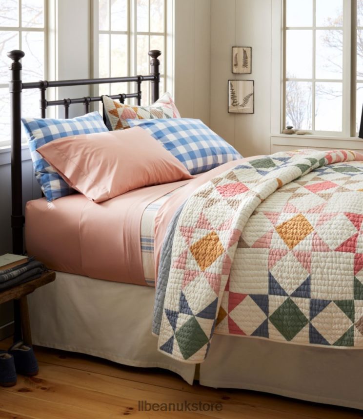 Bedding L.L.Bean 280-Thread-Count Pima Cotton Pillowcases Check Set of Two White/Mid-Blue Unisex 0VRR664464
