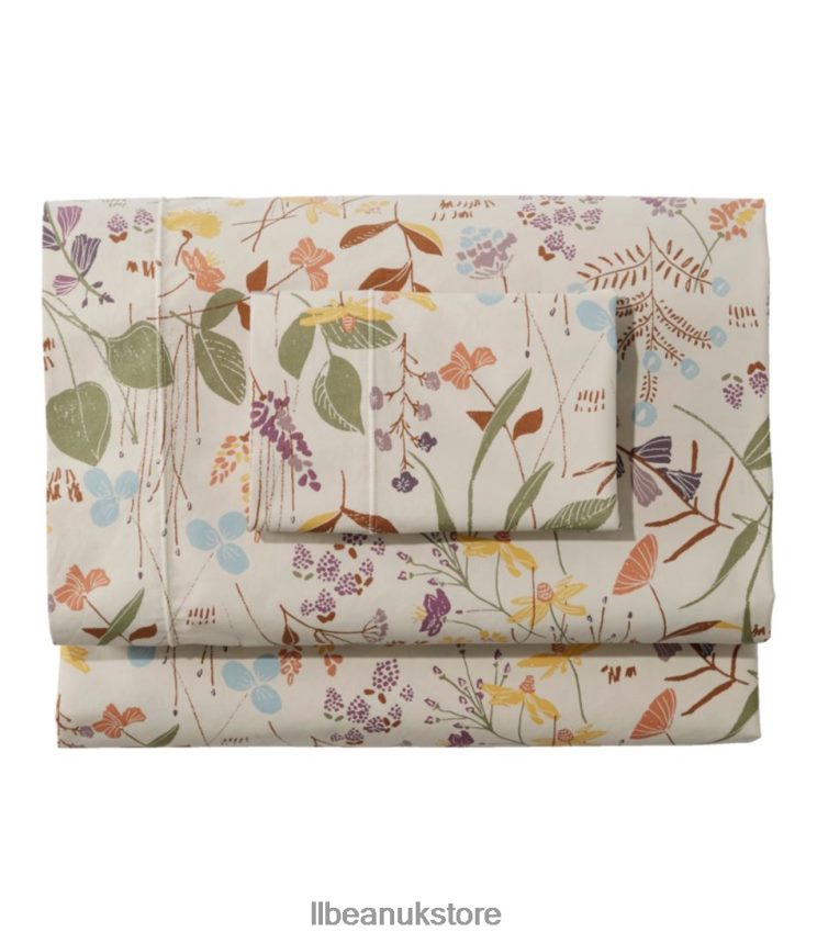 Bedding L.L.Bean Birch Floral Percale Sheet Collection Silver Unisex 0VRR662477