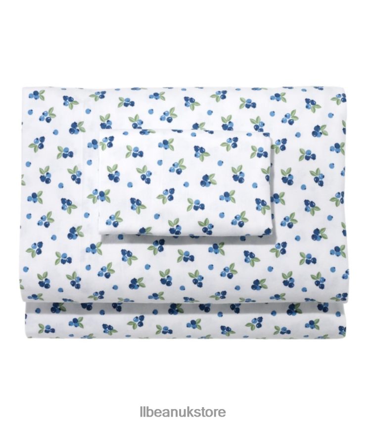 Bedding L.L.Bean Blueberry Flannel Sheet Collection White Unisex 0VRR662694