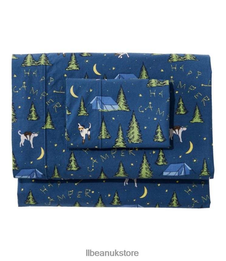 Bedding L.L.Bean Happy Camper Percale Sheet Set Bright Mariner Unisex 0VRR662521